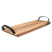 Acacia Wood - Large Florence Serving Board With Leather Handles - Ironwood Gourmet
