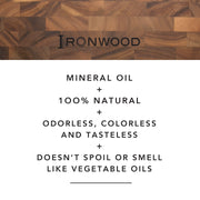 Ironwood Gourmet Butcher Block Oil, 16 oz of Food Safe Mineral Oil For Cutting Boards