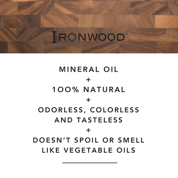 Ironwood Gourmet Butcher Block Oil, 16 oz of Food Safe Mineral Oil For Cutting Boards