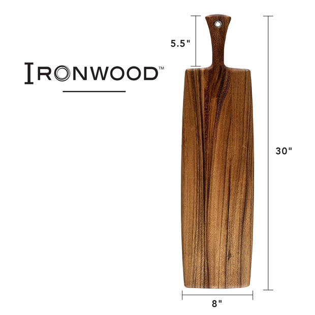 XL Rectangular Provencale Paddleboard, Acacia Wood, 30" x 8"