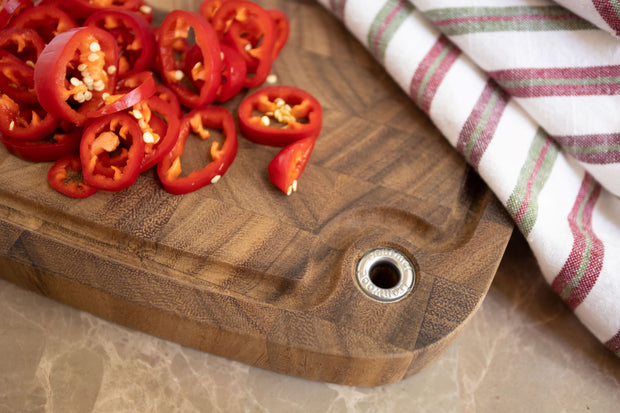 Ironwood Gourmet Carolina Acacia Wood Chopping Board, 14" End Grain Cutting Board With Juice Channel