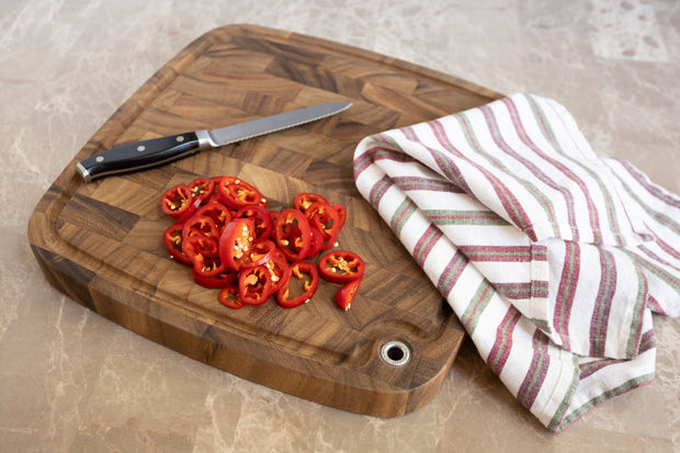 Ironwood Gourmet Carolina Acacia Wood Chopping Board, 14" End Grain Cutting Board With Juice Channel