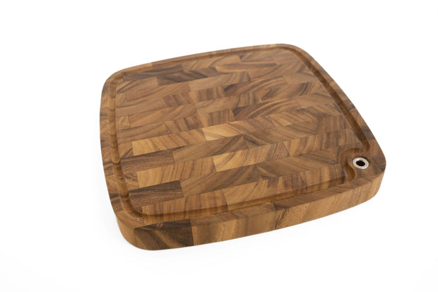 Ironwood Gourmet Carolina Acacia Wood Chopping Board, 14" End Grain Cutting Board With Juice Channel