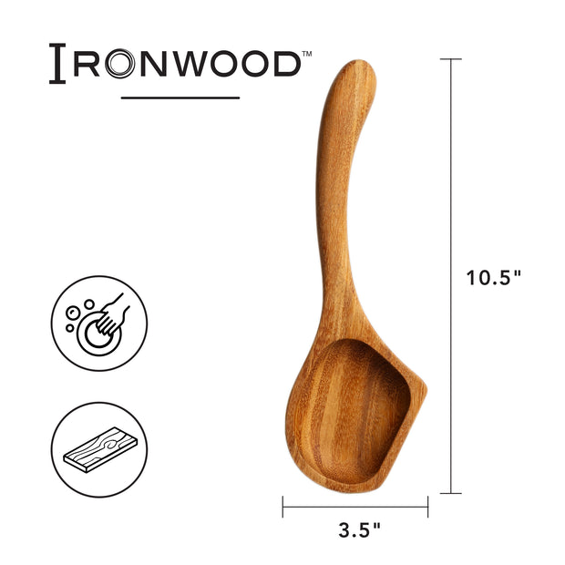 Ironwood Gourmet Acacia Wood Spoon For Cooking, 10.5" Skillet Spoon