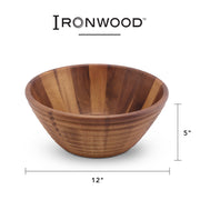 Ironwood Gourmet Beehive Salad Bowl, Large 12" Acacia Wood Fruit and Salad Serving Bowl