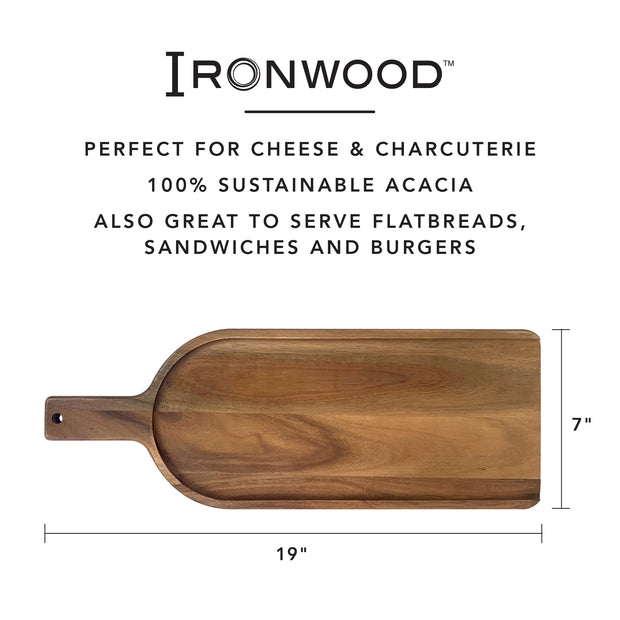 Long Charcuterie Board Shovel With Handle, Acacia Wood