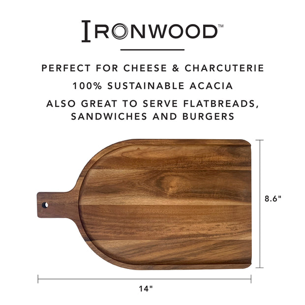 Wide Charcuterie Board Shovel With Handle, Acacia Wood