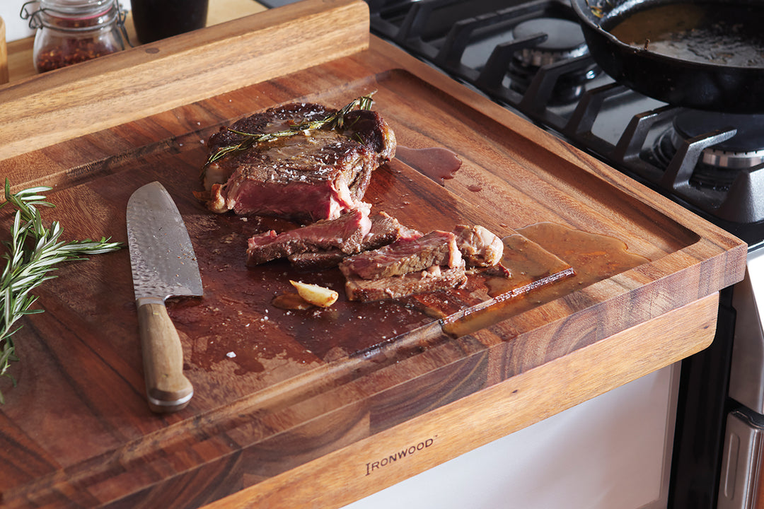 Ironwood Gourmet Double-Sided Countertop Pastry/Cutting Board Gravy Groove
