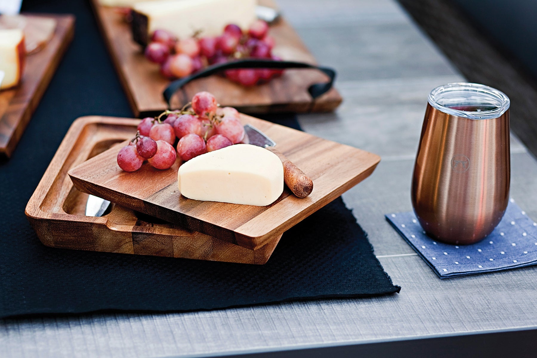 Viking 7-Piece Acacia Wood Slate Cheese Board Set – Viking Culinary Products